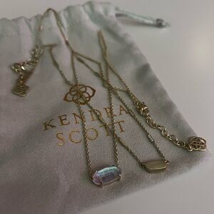 Kendra Scott Gold Necklace Set with Iridescent Pendant